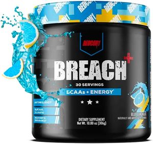 lot 3042 image: REDCON1 Breach Energy, Blue Lemonade - Sugar Free BCAA with 175 mg of Caffeine - Contains 3 Essential Amino Acids, L-Leucine, L-Isoleucine & L-Valine - BCAA Powder (30 Servings) BB 9 2023