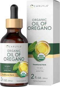 lot 3074 image: Carlyle Organic Oil of Oregano Liquid Drops - 2 fl oz - 1 Year Supply  Vegan Herbal Supplement  Non-GMO, Gluten Free BB JUNE 2027