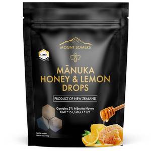 lot 3082 image: Mount Somers UMF 15 Manuka Honey & Lemon Drops - 26pcs Soothing Throat Lozenges with Peppermint & Menthol - Natural Relief for Sore Throats BB MAR 26
