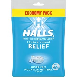 lot 3083 image: Lot of 2, Halls Sugar Free Cough Drops - Mountain Menthol - 70ct. BB SEPT 25