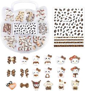 lot 3092 image: Cute 3D Nail Charms Cartoon Leopard Print Nail Art Stickers Charms Kawaii 3D Nail Rhinestones