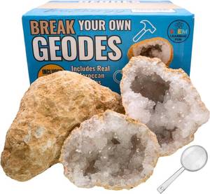 lot 3148 image: TruEnergy Break Your Own Geodes Kit   3 to 4 Real Geodes 3.5 4.5, 90% Hollow Rate, Crack Open & Discover Crystals   STEM Geology Rock Kit, Science Gift for Kids Ages 6, Party Favors XL