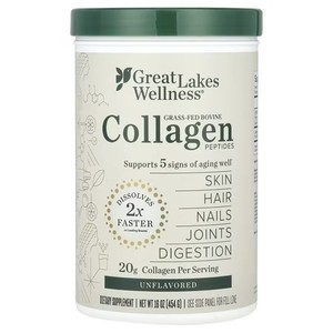lot 3161 image: Great Lakes Wellness Quick Dissolve Collagen Peptides - Unflavored 16 oz Powder. BB JUN 28