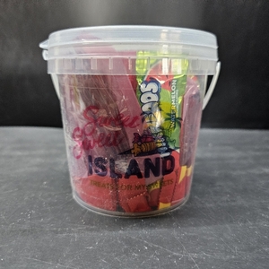 lot 3177 image: Sweet Sweet Island Candy Mix Delicious Assorted Variety Pack in 3 Convenient Sizes 1 Tropical Candy Mix Sweet & Sour Flavors.  No printed expiration or best-by date.