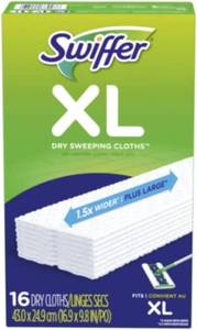 lot 3183 image: Swiffer Sweeper X-Large Disposable Sweeping Cloths, White, 16-Count Boxes (Pack of 3)