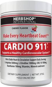 lot 3196 image: Cardio 911  Nitric Oxide Heart & Circulation Support - 5000mg L-Arginine & 1000mg L-Citrulline - Cherry, 30 Servings Powder, 375 Grams - CoQ10 Beet Root - High Potency Cardiovascular Formula. BB OCT 25