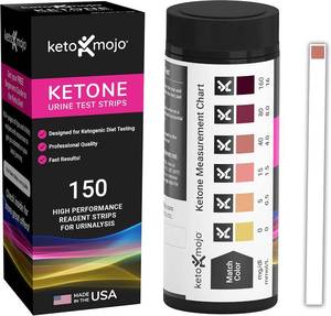lot 3202 image: 150 Ketone Urine Test Strips, App & Keto eBook Included, Extra-Long for Easy Sampling, Urinalysis Dipstick Test for Ketosis on Ketogenic, Low-Carb, and Fasting Diets