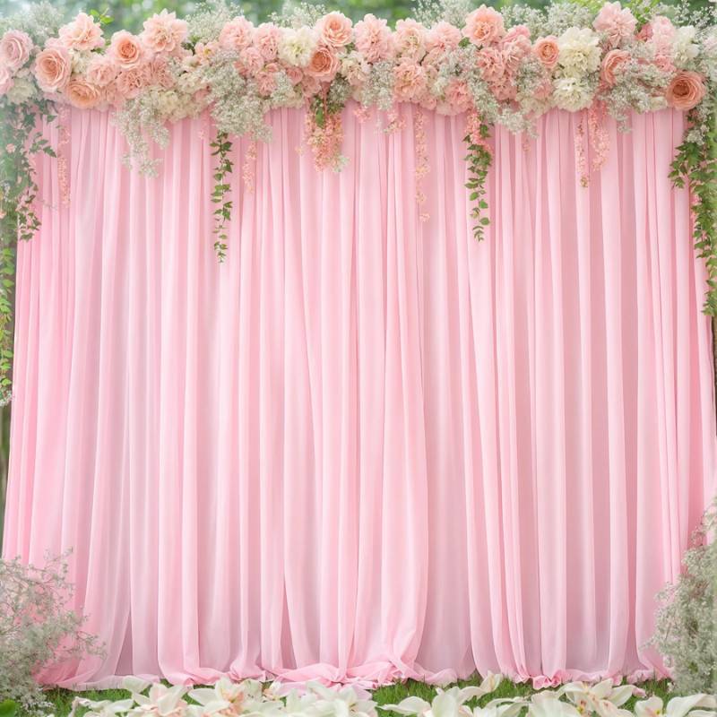 lot 3027 image: 8x10FT Baby Pink Backdrop Curtains for Wedding Parties, Wrinkle Free Polyester Photography Backdrop Drapes for Wedding Baby Shower Birthday Parties Stage Background Stand Decorations 4x10ft,2 Panels - Retail $25