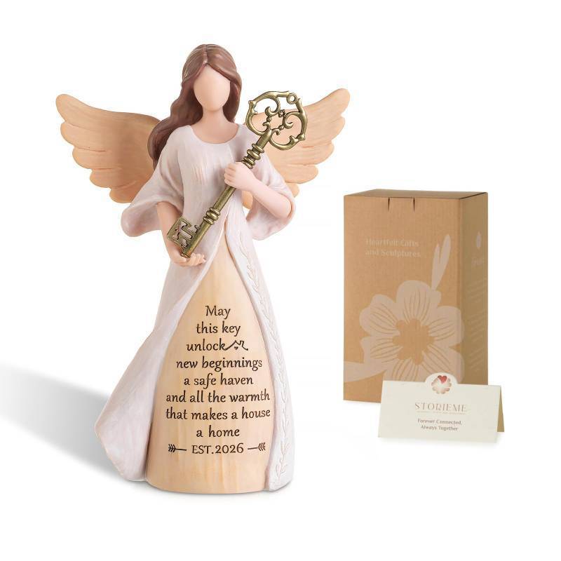 lot 3030 image: Storieme Housewarming Gifts New Home House Warming Gift for Women Friend Homeowner - Guardian Angel Figurines for New Apartment Party Decorations Entryway Table Decor Ideas - Retail $30