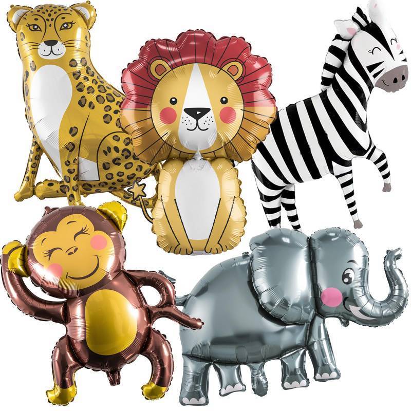 lot 3248 image: Jungle Safari Animals Balloons, Jungle Safari Theme Birthday Party Decorations, Lions Zebra Elephant Monkey Leopard Foil Balloons for Kids Boys Wild One Zoo Birthday Baby Shower Party Decor Supplies - Retail $10