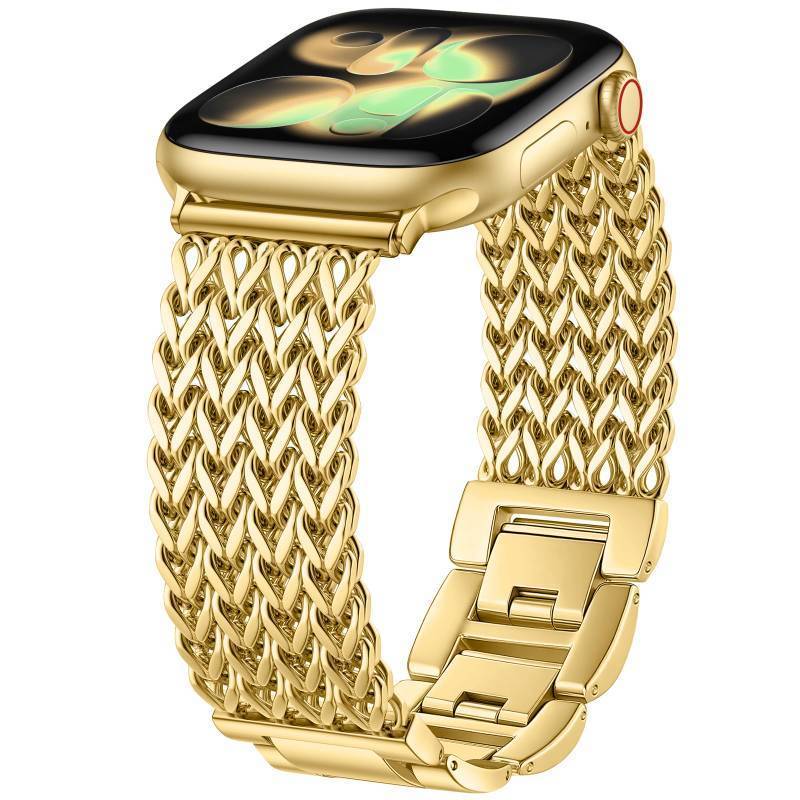 lot 3273 image: SNBLK Metal Band Compatible with Gold Apple Watch Bands for Women 40mm 41mm 42mm 38mm 44mm 45mm 46mm, Dressy Stainless Steel Link Bracelet, Designer Strap for iWatch Series 11SE1098765432 - Retail $25