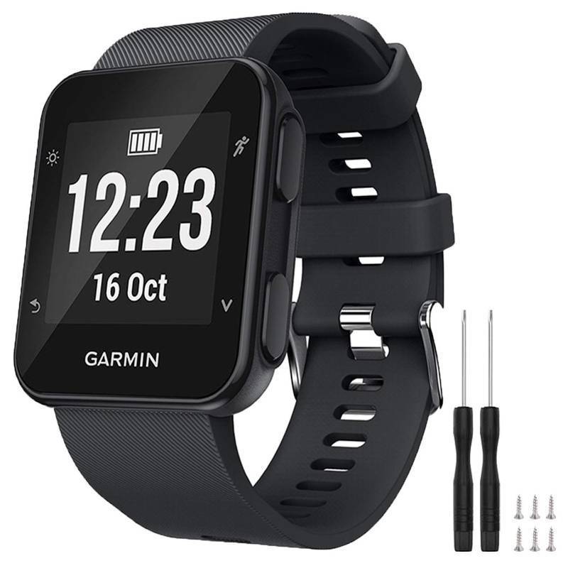 lot 3294 image: TopPerfekt Watch Band for Garmin Forerunner 35, Soft Silicone Replacement Strap Compatible with Forerunner 35 Smart Watch, Fit 5.11-9.05 Inch (130-230 mm) Wrist (Black) - Retail $7