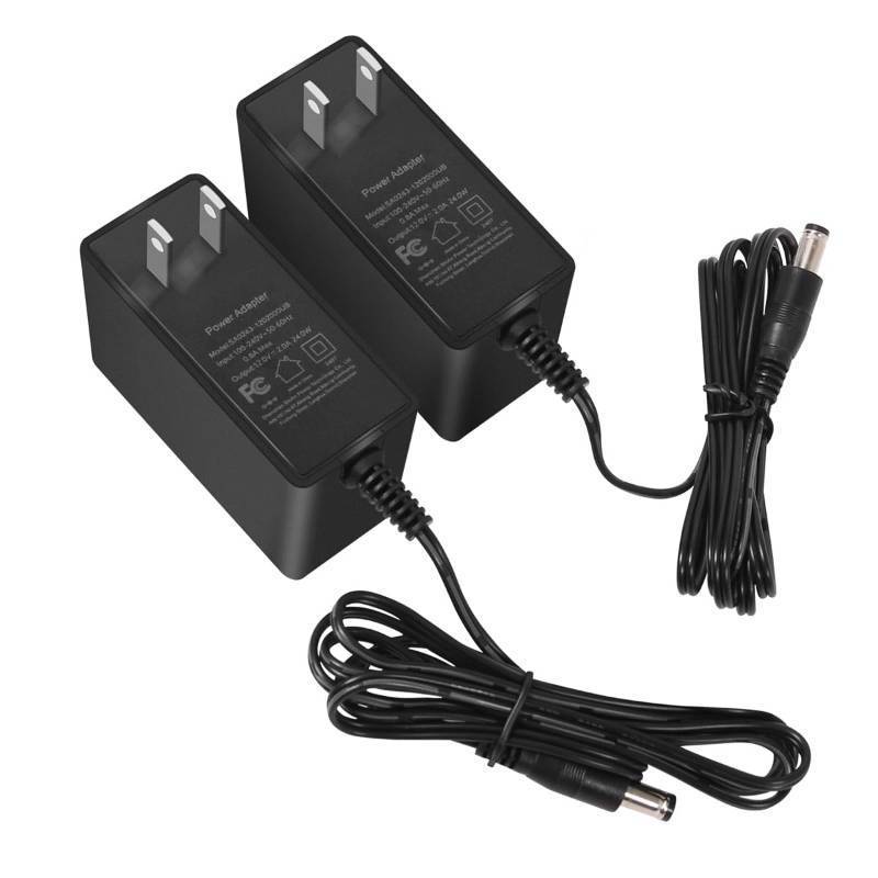 lot 3306 image: SmoTecQ 12V 2A Power Supply AC Adapter 2 Pack, 24W Transformer Charger for LED Strip Lights, CCTV Security Camera, Monitor, Breast Pump, 100-240V AC to DC Converter, 5.5mm x 2.1mm Plug, FCC Certified - Retail $10