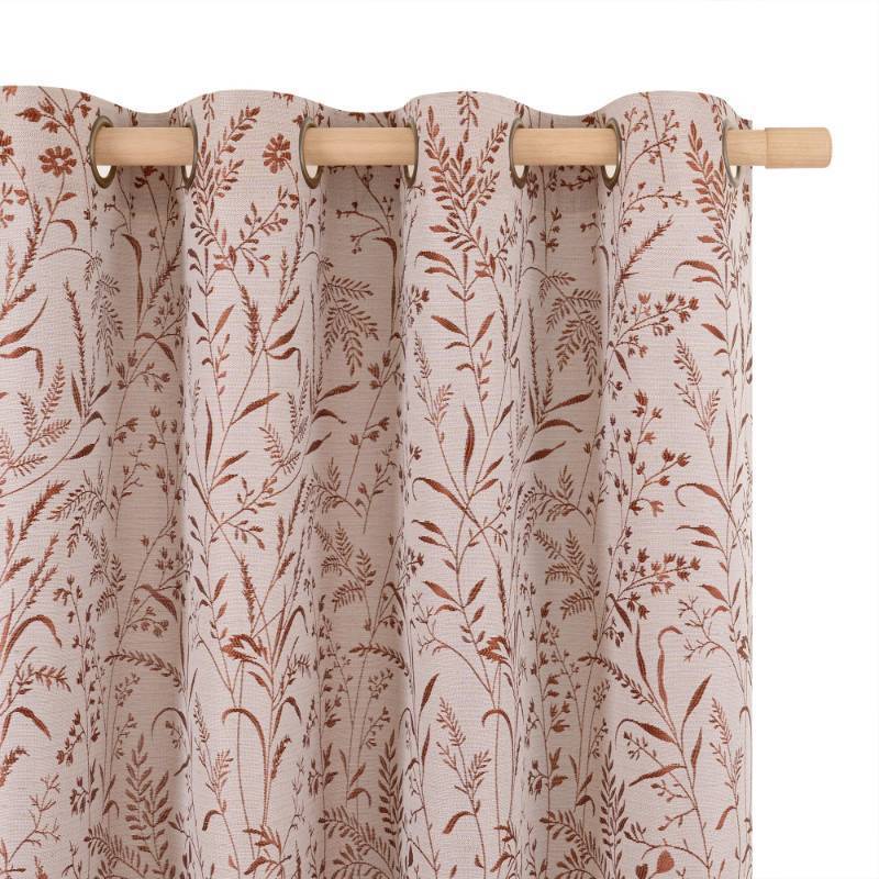 lot 3382 image: BGment Linen Curtains for Living Room 84 Inches Long - Fall Jacquard Botanical Leaf Floral Branch Vintage Cottage Core Farmhouse Light Filtering Rustic Window Drapes, Terracotta, Each 52 Inch Wide - Retail $24