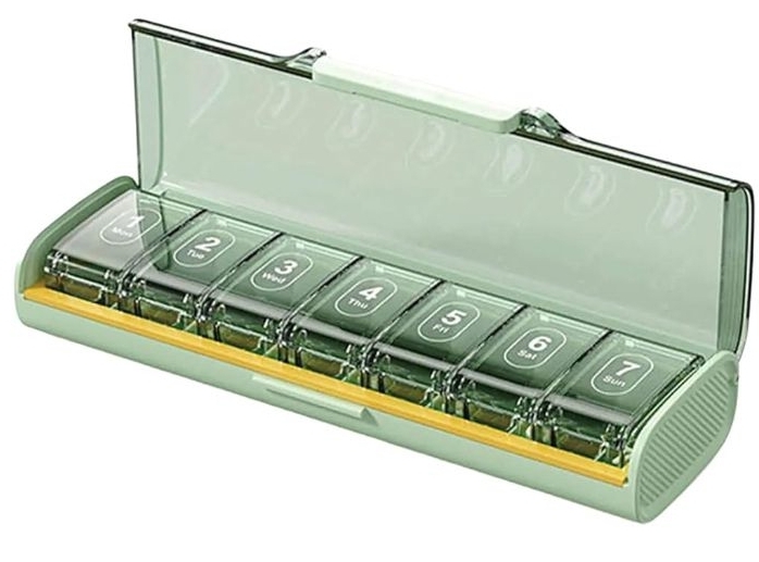 lot 3416 image: Weekly Pill Organizer with 7 Day Compartments - Retail $8