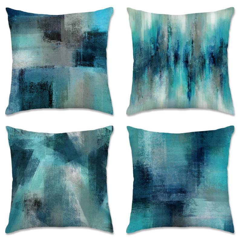 lot 3435 image: Hexagram Turquoise Pillow Covers 18x18 Set of 4, Decorative Outdoor Modern Blue Teal Throw Pillow Covers, Farmhouse Cushion Case for Couch Sofa Indoor Home Bedroom Living Room Decor(No Insert) - Retail $10