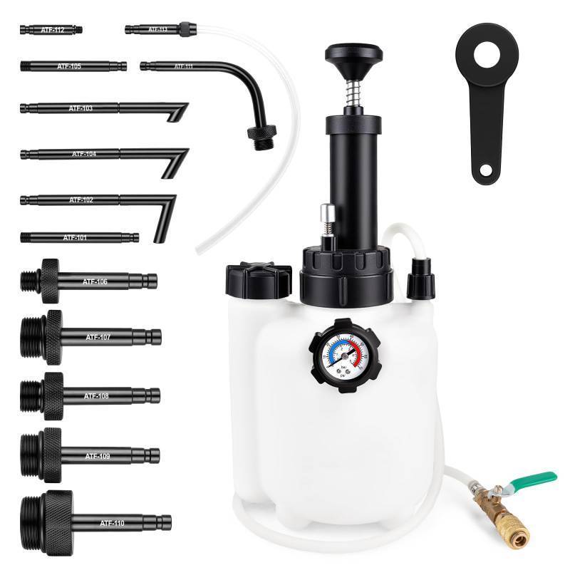 lot 3438 image: Ojtrtdr 3L Transmission Fluid Transfer Pump, Transmission Fluid Pump Kit, Fluid Transfer Pump with 13 ATF Adapters, Automotive Transmission Oil Change Tool, Suitable for Cars, Trucks, SUV - Retail $31