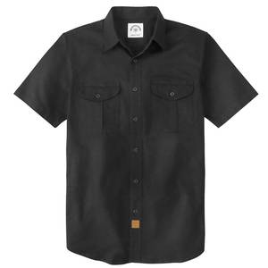 lot 4607 image: Dubinik Mens Short Sleeve Button Down Shirts 2 Pocket Work Casual Vintage Cotton with Stretch Black XL - Retail $37