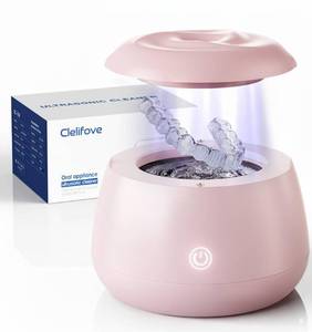 lot 4621 image: Ultrasonic Retainer Cleaner Machine 48kHz Denture and Aligner Cleaning Pod for Mouth Guards Night Guards Dental Trays Braces Toothbrushes Jewelry with 200ML Capacity (Pink) - Retail $56