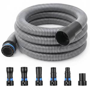 lot 4622 image: 16FT Shop Vac Hose Extension,Commercial Dust Collection Hose Kit,1-14 Diameter TPE Vacuum Hose with 6 Adapters for Vacuums System,Compatible with Woodworking Power Tool and Sander by TOMOON - Retail $47