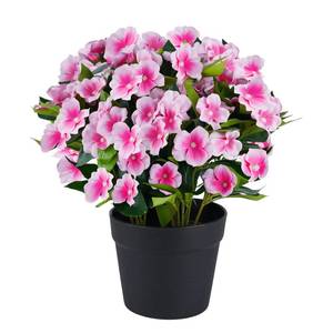 lot 4626 image: Fowyrt Artificial Impatiens Flowers in Pot for Outdoor Faux Flowers 14 Inch Fake Plants Spring Summer Decoration for Home Front Door Garden Planter Patio Balcony Yard Indoor Outdoor (Pink) - Retail $25