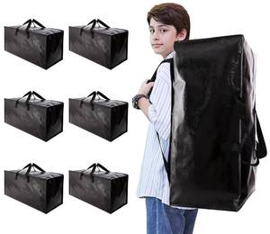 lot 4628 image: NATURELUX Heavy Duty Moving Bags with Backpack Straps and Strong Handles, Alternative to Moving Boxes and Storage Totes for Dorm Room Essentials, 6 Pack, Black - Retail $20