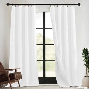 lot 4631 image: RYB HOME 4 in 1 Set Dust Filter - Soundproof - Blackout - Insulating, Energy Efficiency Linen Curtains for Kids Bedroom Living Room Divider Apartment Hotel Office Theatre, White, W 52 x L 84, 2 Pcs - Retail $99