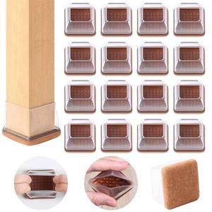 lot 4632 image: Ezprotekt 24 Pcs Clear Square Chair Leg Floor Protectors with Felt, Silicone Felt Furniture Pads for Hardwood Floor, Dining Table Leg Caps Covers No Scratches and Noise (L Fit 1 - 1.4) - Retail $21