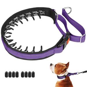 lot 4642 image: Mayerzon Martingale No Pull Collar for Medium Large Dogs, Patented Anti Pull Dog Collar with Buckle for Walking Training, with Reflective Stitching and Neoprene Padding, Adjustable(Purple, L) - Retail $30