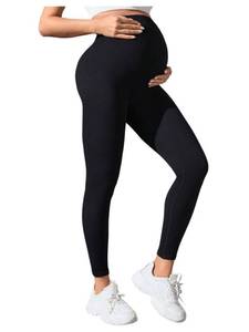lot 4649 image: SHENHE Womens Maternity Leggings Seamless Over The Belly Butt Lifting Pregnancy Yoga Workout Pencil Pants Black Medium - Retail $20
