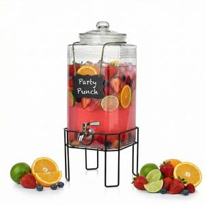 2 Gallon Glass Drink Dispenser, Drink Dispensers for Parties, Beverage Dispenser with Stand and Glass Lid, 100% Leakproof Spigot, Ideal for Lemonade, Juice, Laundry Detergent Dispenser - Retail: $43