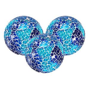 lot 4692 image: M METERXITY 3-Pack Decorative Ball for Bowls, 3 Inch Mosaic Glass Balls Decorative Glass Orbs for Home DecorDining TablesWedding PartyCoffee TableCenterpiece Decor Blue White - Retail $13