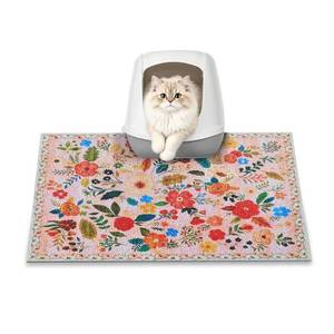 lot 4719 image: YOSEPATI Cat Litter Mat, 24 x 16 Litter Box mat, Upgrade Non-Slip Kitty Litter mat, Traps 100% Litter, Soft on Kitty Paws, Easy Clean for Scatter Control, Bohe cat Food mat, Urine Waterproof - Retail $10