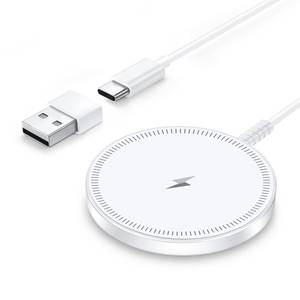 lot 4726 image: Magnetic Wireless Magsafe Charger iPhone Charging Pad for iPhone 171615141312 Series & AirPods Pro 4-2, Strong Magnet, Dual Ports, Case-Friendly, Lightweight for Travel Home Office Desk - Retail $6