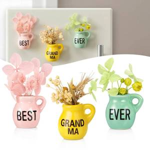 lot 4727 image: Saysurey Mom Grandmother Gifts Magnetic Mini Bud Vases for Mothers Day, Set of 3 Best Grandma Ever Mini Ceramic Vases for Fridge, Locker, Whiteboard, Tiny Flower Pot Magnet Valentines Christmas - Retail $16