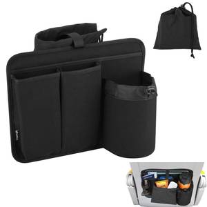 lot 4733 image: Easecos Airplane Seat Back Organizer, Flight Travel Organizer with 3 Metal Clips for Seat Back, Foldable Seatback Hanging Pocket with Storage Bag for Tablet, Passport, Phone, Water Bottle - Retail $18