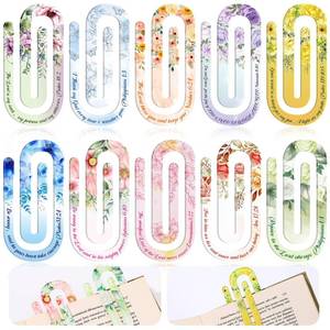 lot 4735 image: Skyygemm 10 Pack Bible Verse Acrylic Bookmarks for Church Jumbo Paper Clip Inspirational Scripture Christian Bookmarker for Back to School Supplies Religious Christian Party Favor Women Student Gift - Retail $14