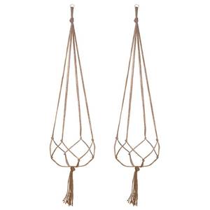 lot 4743 image: EBOOT 2 Pack 48 Inch Large Macrame Plant Hanger Rope to Hang Flower Pot Plant Holder for Indoor Outdoor Decorations, 4 Legs (Linen Color) - Retail $8