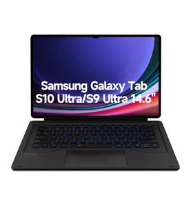 lot 4745 image: Dexnor Keyboard Case for Samsung Galaxy Tab S10 Ultra S9 Ultra 14.6 Inch Magnetic Detachable Book Cover Style Keyboard Multi-Touch Trackpad Backlit S Pen Holder-Black - Retail $120