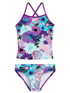 lot 4763 image: Kanu Surf Girls Melanie Beach Sport 2-pc UPF 50 Banded Tankini, Gianna Purple,12 - Retail $21