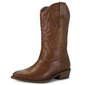 lot 4780 image: mysoft Cowboy Boots For Women - Western Cowgirl Boots Mid Calf Chunky Heel Booties Pointed Toe Country Shoes 10 - Retail $33