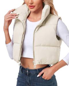 lot 4784 image: Polu Womens Cropped Puffer Vest Jacket Sleeveless Winter High Stand Collar Lightweight Vest for Women with Zip Gilet large  - Retail $30