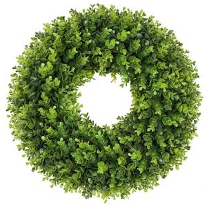 lot 4788 image: petalyn 20 Inch Boxwood Front Door Wreaths, Spring and Summer Outdoor Wreath for Front Door, All Seasons Artificial Green Wreath for Farmhouse Wedding Porch Wall All Seasons Indoor Decorations - Retail $27