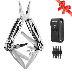 lot 4798 image: Multitool with Pocket Knife, Birthday Gifts for Men Women Mom Dad, WETOLS 21-in-1 Stainless Steel Pliers with Screwdrivers, Self-locking Multi tools with EDC Sheath, Ideal for Home, Camping, Survival - Retail $38