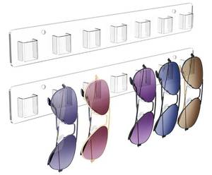 lot 57839 image: Sunglasses Organizer 2 Pack, Wall Glasses Holder, Acrylic Sunglasses Display, Eyeglass Organizer for Multiple Glasses for Office & Home Decor, Unique Gifts for Husband, Women & Girls, Clear - Retail $7