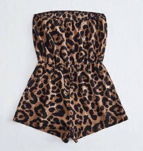 lot 57852 image: Womens Strapless Leopard Print Romper Sleeveless Casual Short Jumpsuit, L - Retail $22