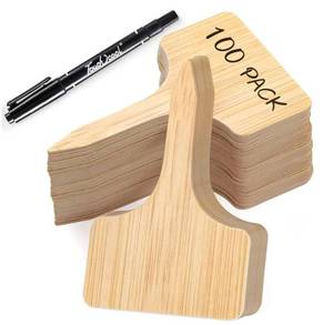 lot 57853 image: 100pcs Plant Labels, T-Type Plastic Tags with Marker Pen, Waterproof Garden Signs for Outdoor Plants  (3.9 x 2.4) - Retail $8