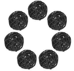lot 57855 image: 7pcs Black Rattan Wicker Decorative Balls Set - Retail $8
