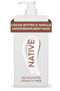 lot 57859 image: Native Moisturizing Body Wash Contains Naturally Derived Ingredients  for Women & Men, Sulfate, Paraben, & Dye Free Leaving Skin Soft & Hydrated  Cocoa Butter & Vanilla 18 oz - Retail $11