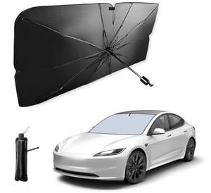 lot 57874 image: Car Windshield Sun Shade, Foldable Car Umbrella Sunshade with Universal Fits Cars, SUVs, Trucks(55  31 Inches) - Retail $16